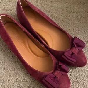 Gentle Souls by Kenneth Cole Plum Suede Flats with Bow